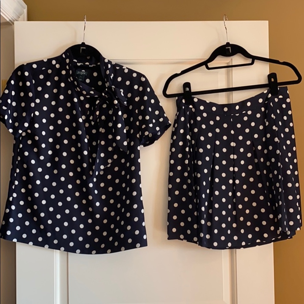 J. Crew Polka Dot Skirt/Blouse Set